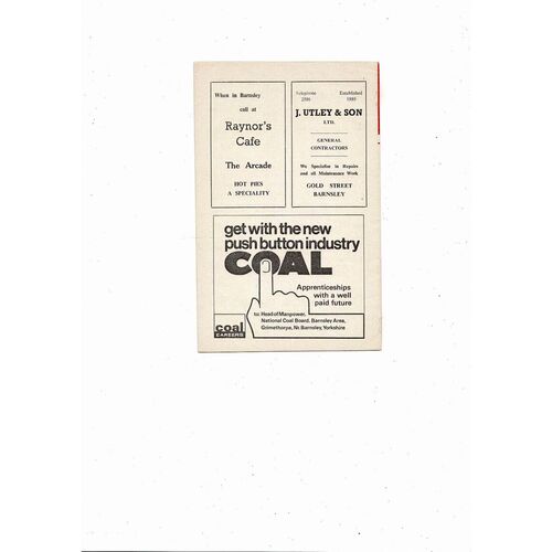1968/69 Barnsley v Crewe Alexandra Football Programme