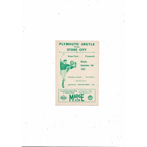1955/56 Plymouth Argyle v Stoke City Football Programme