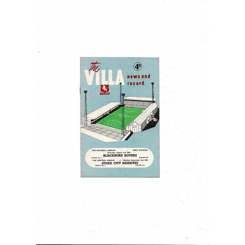 1963/64 Aston Villa v Blackburn Rovers & Stoke City Reserves Double Football Programme