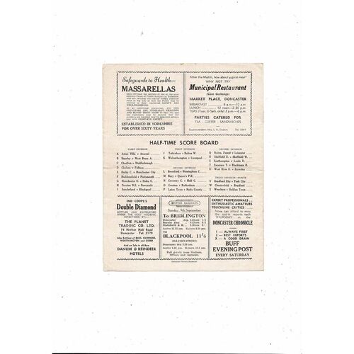 1951/52 Doncaster Rovers v Cardiff City Football Programme