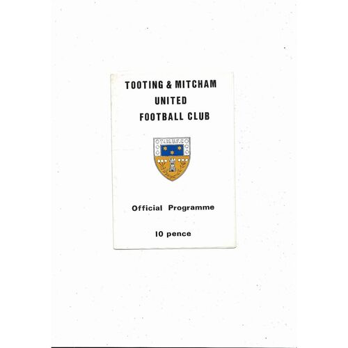 Tooting & Mitcham v Northampton Town FA Cup Football Programme 1977/78