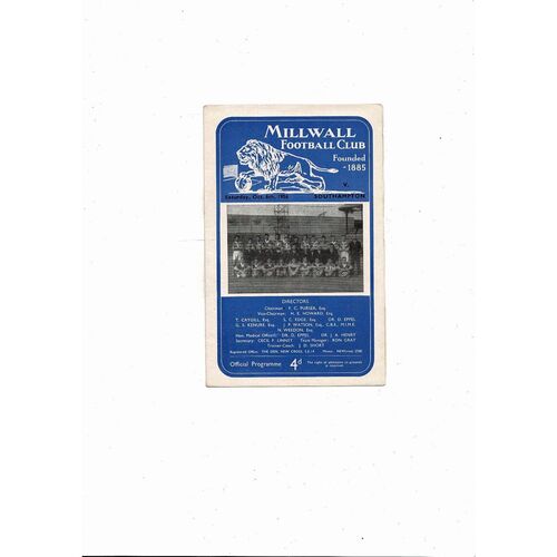 1956/57 Millwall v Southampton Football Programme