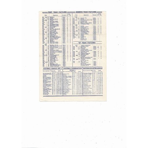 1958/59 Tottenham Hotspur v Luton Town Football Programme