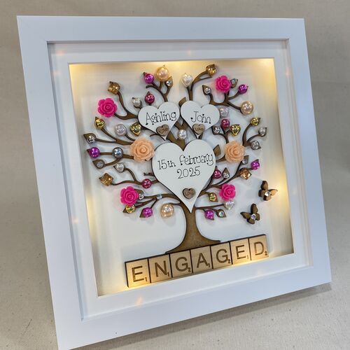 Personalised Engagement Frame with Names & Date – Tree Keepsake Gift