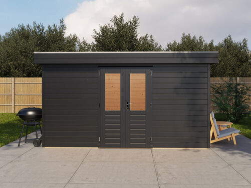 4.2mtr x 3.0mtr 44mm walled Flat Roof Cabin