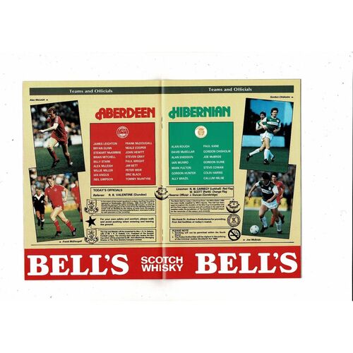 1985 Aberdeen v Hibernian Scottish League Cup Final Football Programme