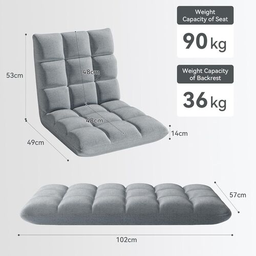 mcc direct Adjustable Floor Chair, Multi-Position Folding Sofa Chair with Back Support, Comfortable Floor Seating for Reading, Gaming, Meditation & Relaxing, Living Room or Bedroom