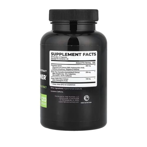 Nobi Nutrition Premium Green Tea Extract Fat Burner - 120 Capsules