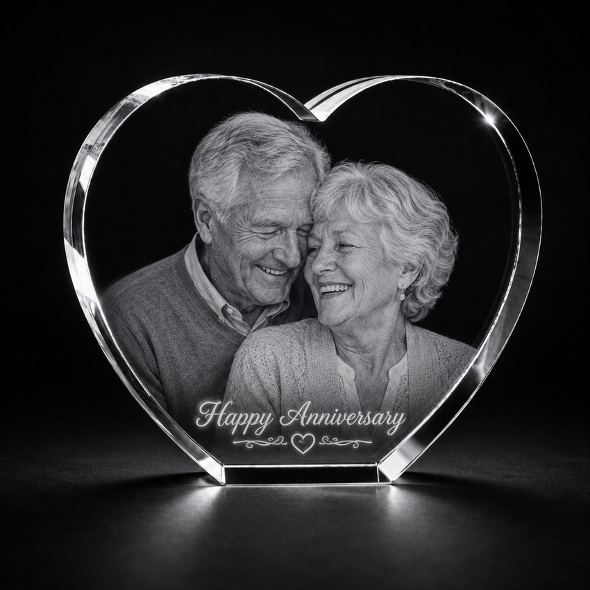 Anniversary 3D Crystal Gifts | 3d Crystal Shop | 3d crystal glass engraving | Personalised 3d engraving  | 3d crystal photo