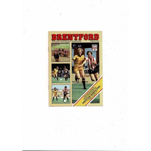 1981/82 Brentford v Preston Football Programme