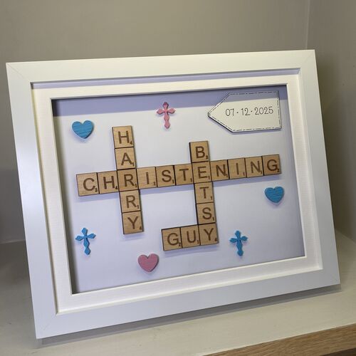 Christening / Baptism Scrabble Family Name Box Frame