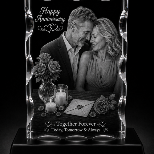 Anniversary 3D Crystal Gifts | 3d Crystal Shop | 3d crystal glass engraving | Personalised 3d engraving  | 3d crystal photo