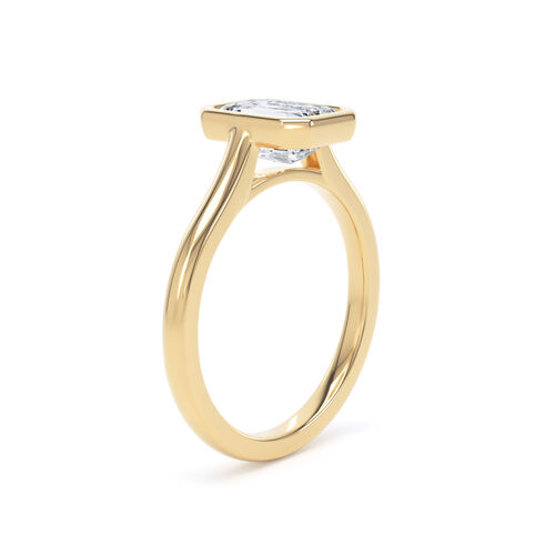 Emerald cut rubover diamond solitaire