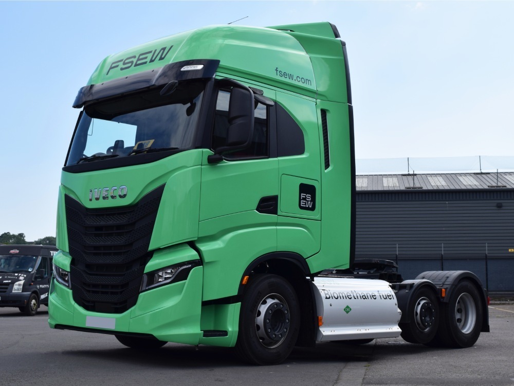 Lime green Iveco lorry livery.