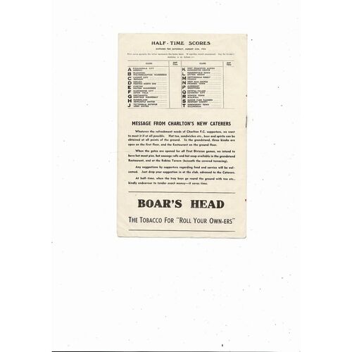 1956/57 Charlton Athletic v Luton Town Football Programme