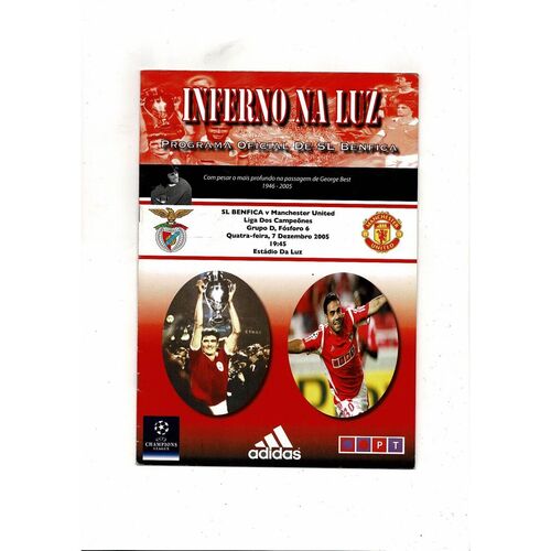 SL Benfica v Manchester United Champions League Football Programme & Official Match Souvenir Magazine 2005/06
