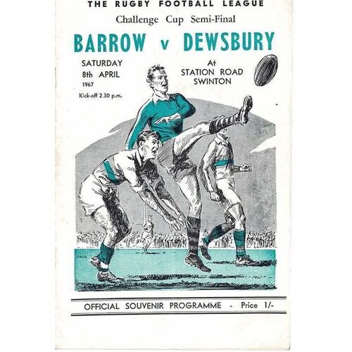 1967 Barrow v Dewsbury (08/04/1967) Rugby League Challenge Cup Semi Final Programme