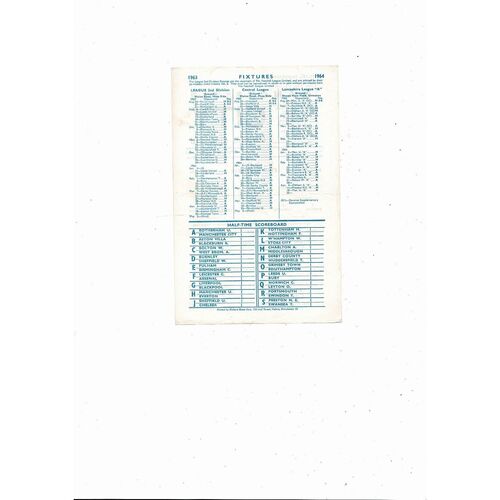 Manchester City v Aston Villa Central League Football Programme 1963/64