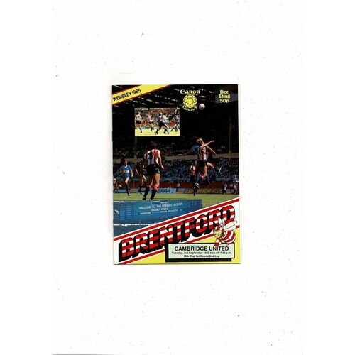 1985/86 Brentford v Cambridge United League Cup Football Programme