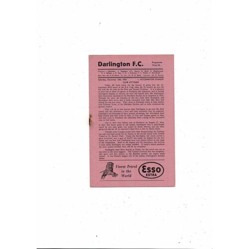1955/56 Darlington v Accrington Stanley FA Cup Football Programme.