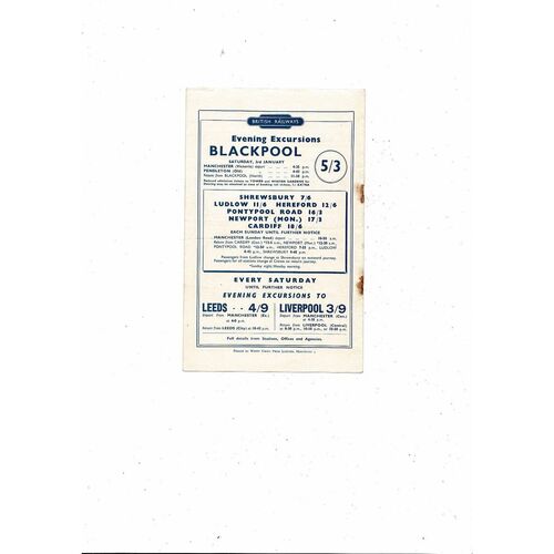 1952/53 Manchester City v Preston Football Programme Postponed