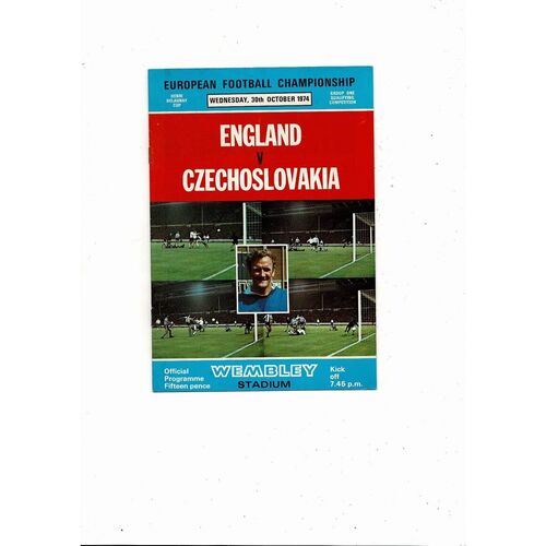 1974 England v Czechoslovakia Football Programme