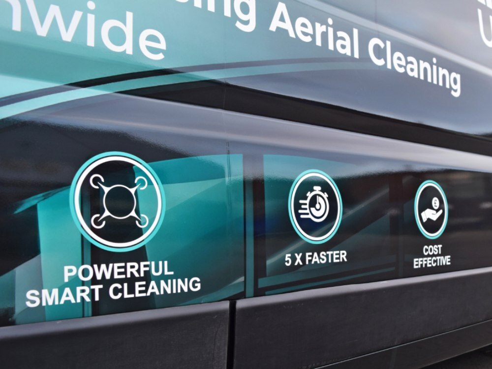 Close up of van wrap detail on company Peugeot Boxer.