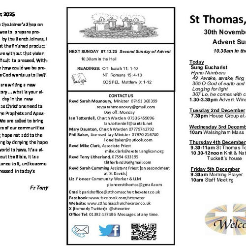 Pew Sheet | The Parish of St Thomas, Exeter