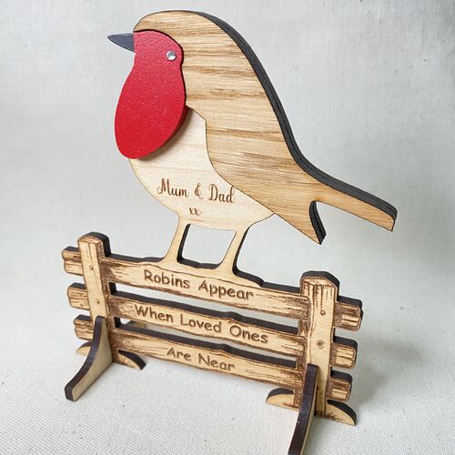 Personalised Wooden Robin Memorial Keepsake