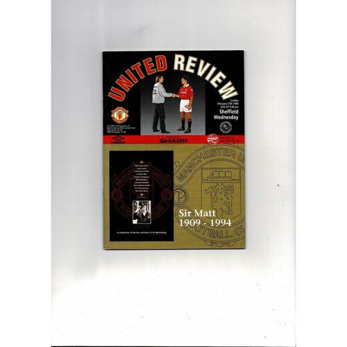 1993/94 Manchester United v Sheffield Wednesday League Cup Semi Final Football Programme
