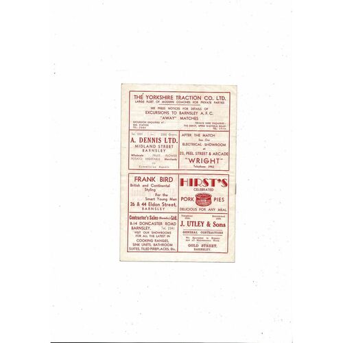 1958/59 Barnsley v Bristol City Football Programme