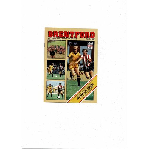 1981/82 Brentford v Swindon Town Football Programme