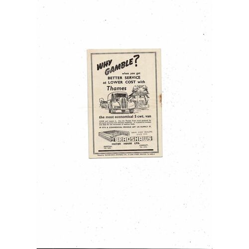 1953/54 Preston v Newcastle United Football Programme