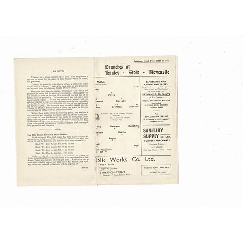 1954/55 Port Vale v Stoke City Programme Postponed + Insert for game played