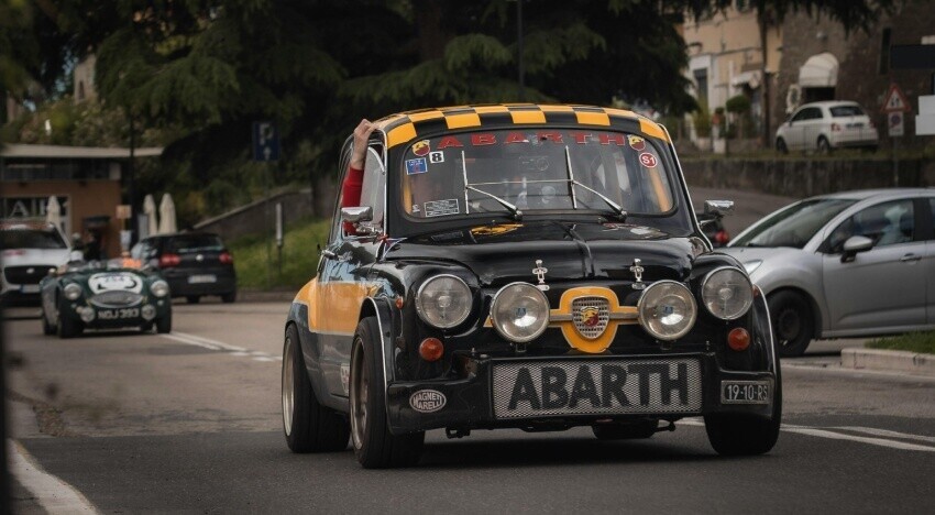 Custom motorsport graphics on a classic Abarth 1000 TC Berlina race car