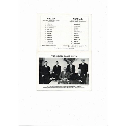 Chelsea v AC Milan Fairs Cup Football Programme 1965/66