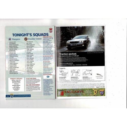 2004/05 Rangers v Dundee United Scottish League Cup Semi Final Programme