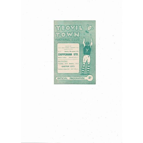 Yeovil Town v Chippenham Western League Football Programmes 1957/58