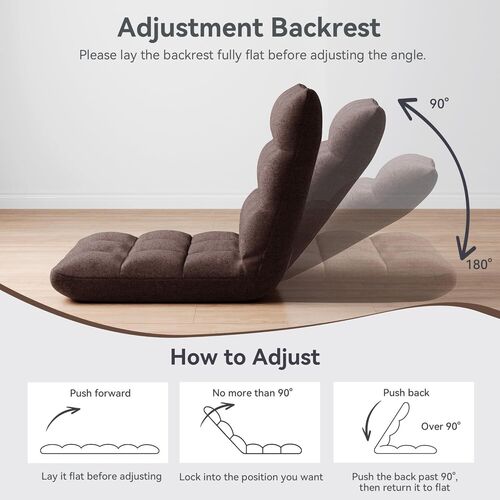 mcc direct Adjustable Floor Chair, Multi-Position Folding Sofa Chair with Back Support, Comfortable Floor Seating for Reading, Gaming, Meditation & Relaxing, Living Room or Bedroom