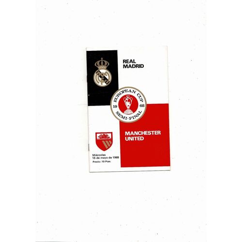 1967/68 Real Madrid v Manchester United European Cup Semi Final Football Programme