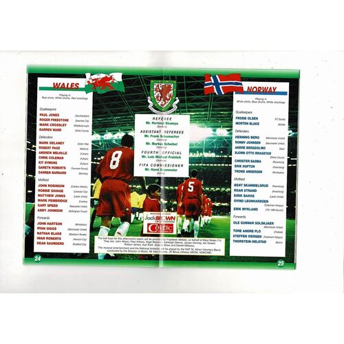 2000 Wales v Norway World Cup Football Programme