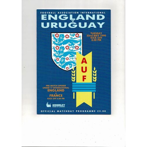 1990 England v Uruguay Football Programme