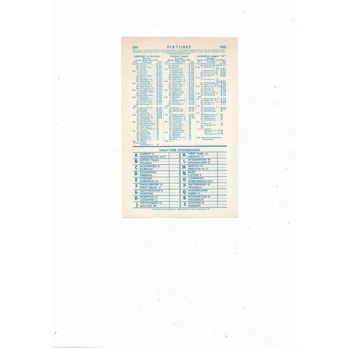 Manchester City v Wolves Central League Football Programme 1961/62