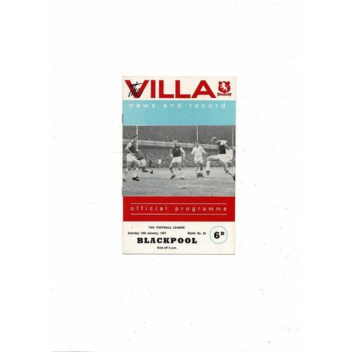 1966/67 Aston Villa v Blackpool Football Programme