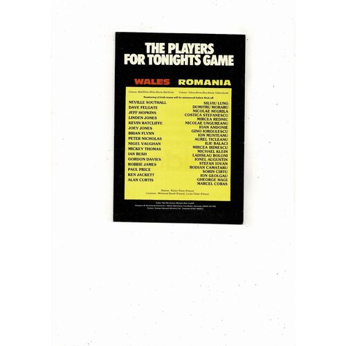 1983 Wales v Romania Football Programme @ Wrexham