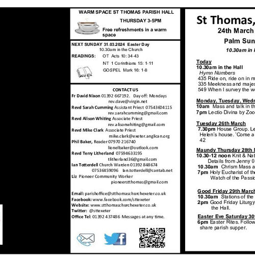 Pew Sheet | The Parish of St Thomas, Exeter