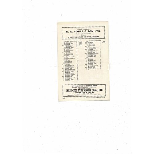 1958/59 Brentford v Southampton Football Programme