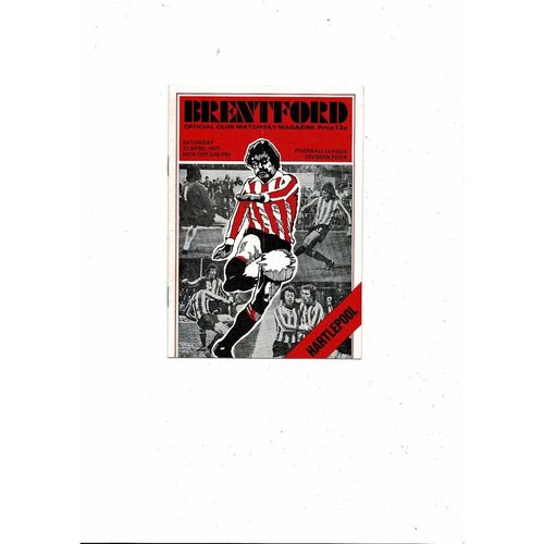 1976/77 Brentford v Hartlepool United Football Programme
