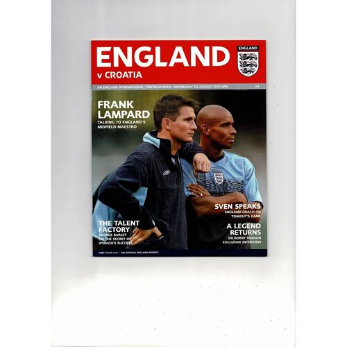 2003 England v Croatia Football Programme @ Ipswich Town