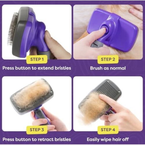 Hertzko Self-Cleaning Slicker Brush - Pet Hair Brush for Grooming